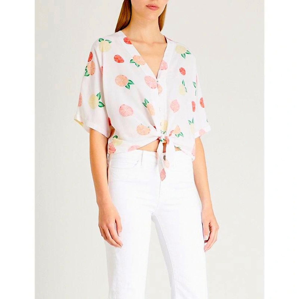 Rails Thea Citrus silk tie front top